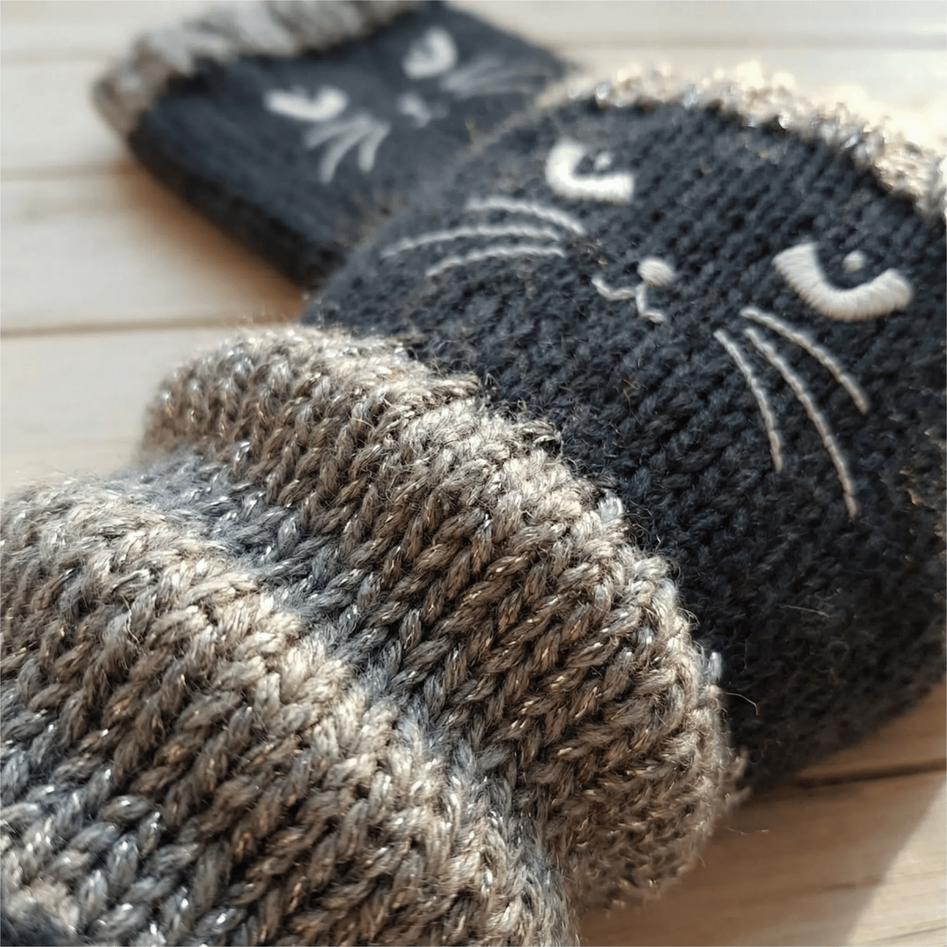 🔥Winter Hot Sale 49% off😻Cat Knitted Embroidery Fingerless Gloves - Cosy, Stylish, Casual Winter Wear-7