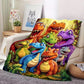 ⏳BLACK FRIDAY SPECIAL PRICE ￡7.99!⏰🦖Cute Smiling Dinosaurs HD Digital Print Flannel Blanket-3