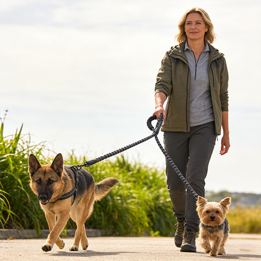 🐾LAST DAY SALE 49% OFF🐶Heavy Duty Dog Leash with Shock Absorbing Bungee for Walking 2 Dogs (25-150 lbs)