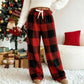 🎅LAST DAY SALE 50% OFF🔥Winter Vintage Plaid Elastic Straight Loose Thick Warm Casual Pants-9