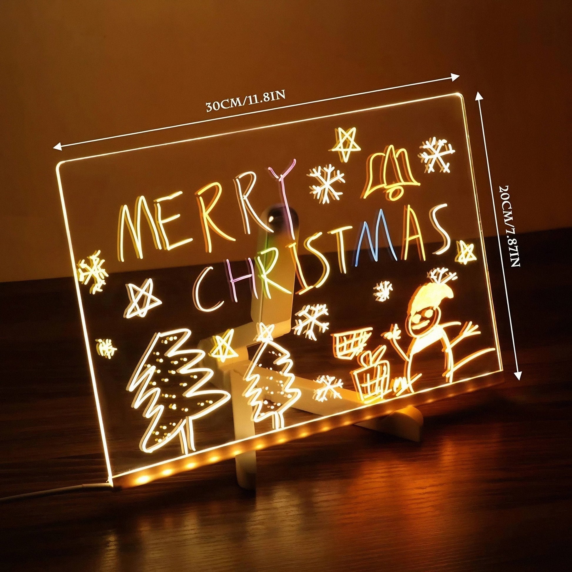🎅Surprise price: only £8.99!!🎄LED Erasable DIY Acrylic Transparent Message Board🎁-7