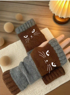 🔥Winter Hot Sale 49% off😻Cat Knitted Embroidery Fingerless Gloves - Cosy, Stylish, Casual Winter Wear-16