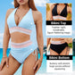 🔥Last Day Special Price £12.99!!💥-👙High Waisted Tummy Control Color Block Bikini Sets
