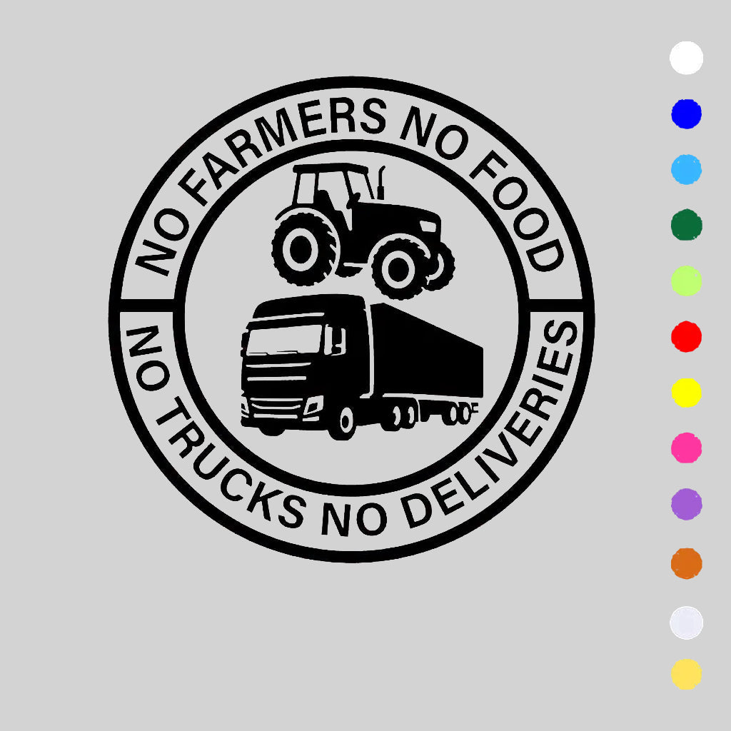 🎅Christmas Sale 50% Off💕🔥No Farmers No Food No Trucks No Deliveries Vinyl Sticker – 140mm Decal-3
