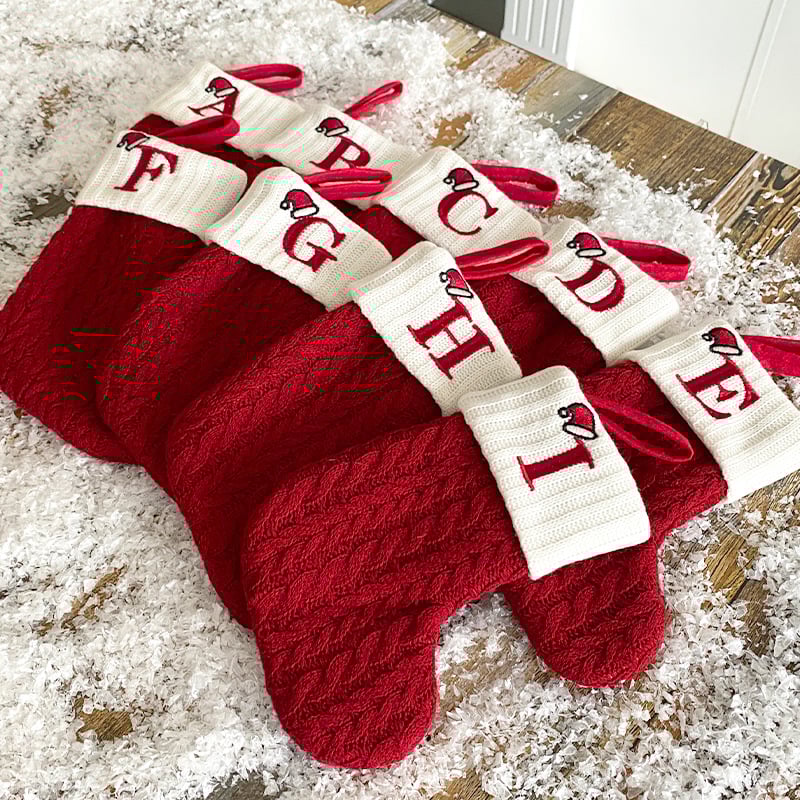 🔥HOT SALE -49% OFF🔥"Cozy Knit Socks, Embroidered Candy Gift Bag, Letter Christmas Stocking - Perfect for the Little Ones!"-2