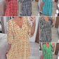 🔥LAST DAY SALE 49% OFF🔥Bohemian Casual Print V-neck Waist Wrap Long Dress