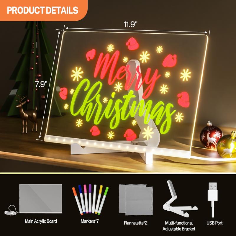 🎅Surprise price: only £8.99!!🎄LED Erasable DIY Acrylic Transparent Message Board🎁-1