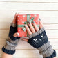 🔥Winter Hot Sale 49% off😻Cat Knitted Embroidery Fingerless Gloves - Cosy, Stylish, Casual Winter Wear-3