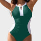 Full Coverage Retro Color Block Swimwear