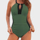 Full Coverage Retro Color Block Swimwear