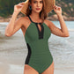 Full Coverage Retro Color Block Swimwear