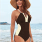 Full Coverage Retro Color Block Swimwear