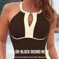 Full Coverage Retro Color Block Swimwear