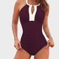 Full Coverage Retro Color Block Swimwear