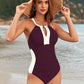 Full Coverage Retro Color Block Swimwear