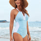Full Coverage Retro Color Block Swimwear