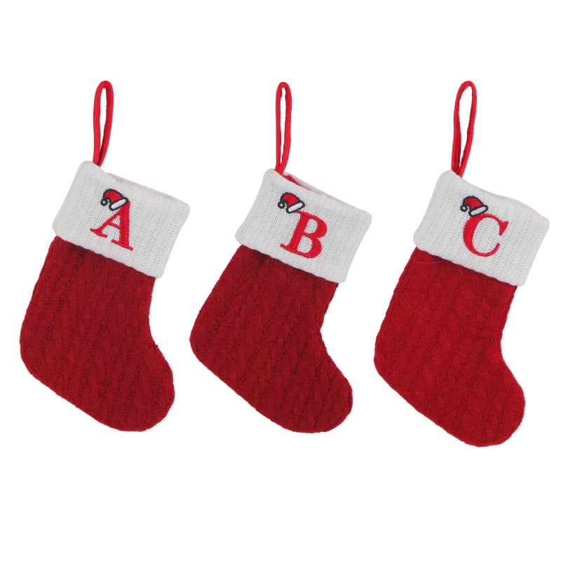 🔥HOT SALE -49% OFF🔥"Cozy Knit Socks, Embroidered Candy Gift Bag, Letter Christmas Stocking - Perfect for the Little Ones!"-8