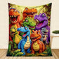 ⏳BLACK FRIDAY SPECIAL PRICE ￡7.99!⏰🦖Cute Smiling Dinosaurs HD Digital Print Flannel Blanket-5
