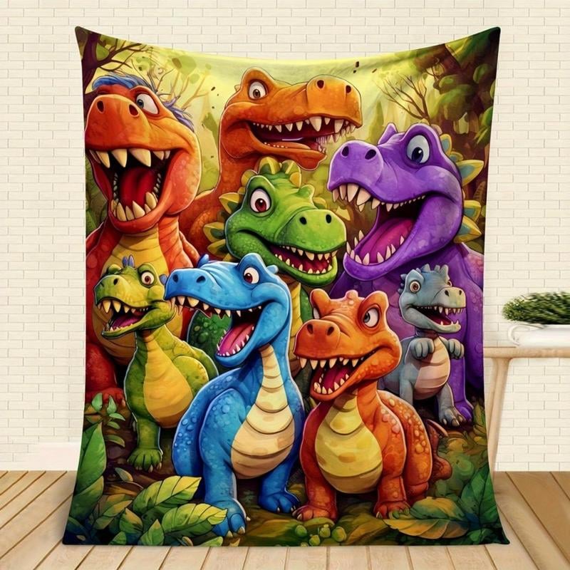 ⏳BLACK FRIDAY SPECIAL PRICE ￡7.99!⏰🦖Cute Smiling Dinosaurs HD Digital Print Flannel Blanket-5
