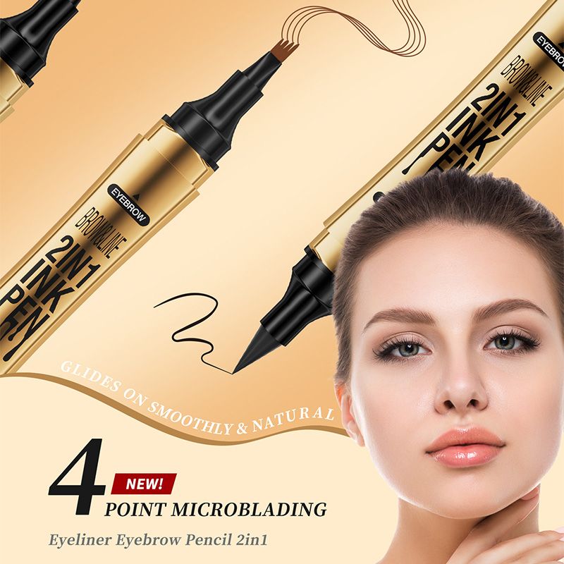 2-in-1 Waterproof Magic 4-fork Eyebrow Pen & Eyeliner-5