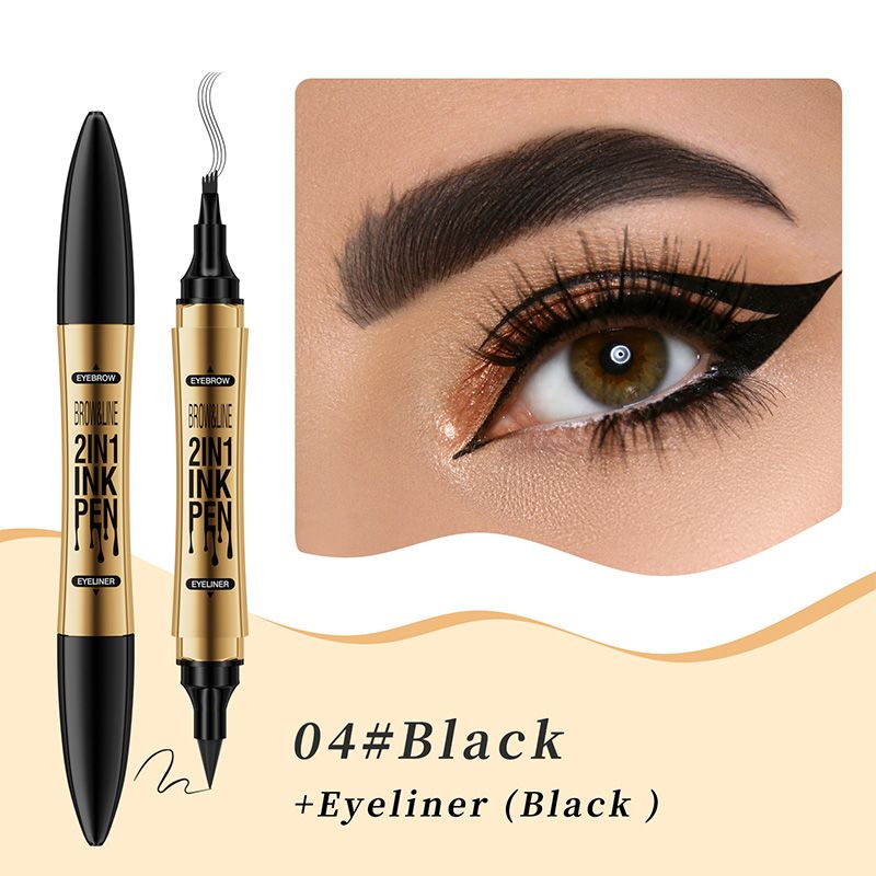 2-in-1 Waterproof Magic 4-fork Eyebrow Pen & Eyeliner-14