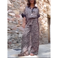 🌸Spring Hot Sale 50% OFF💐Leopard Print Color Block Short Sleeve Loose Shirt and Elastic Waist Pants Set