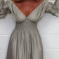 🎉Spring Specials Sale 50% OFF💃Women's Satin Ruffle High Waist Maxi Dress