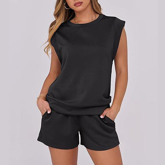 🎉 Last Day Promotion-49% OFF🔥2026 New Women's Cap Sleeve Crewneck Top & Drawstring Shorts 2-Piece Set