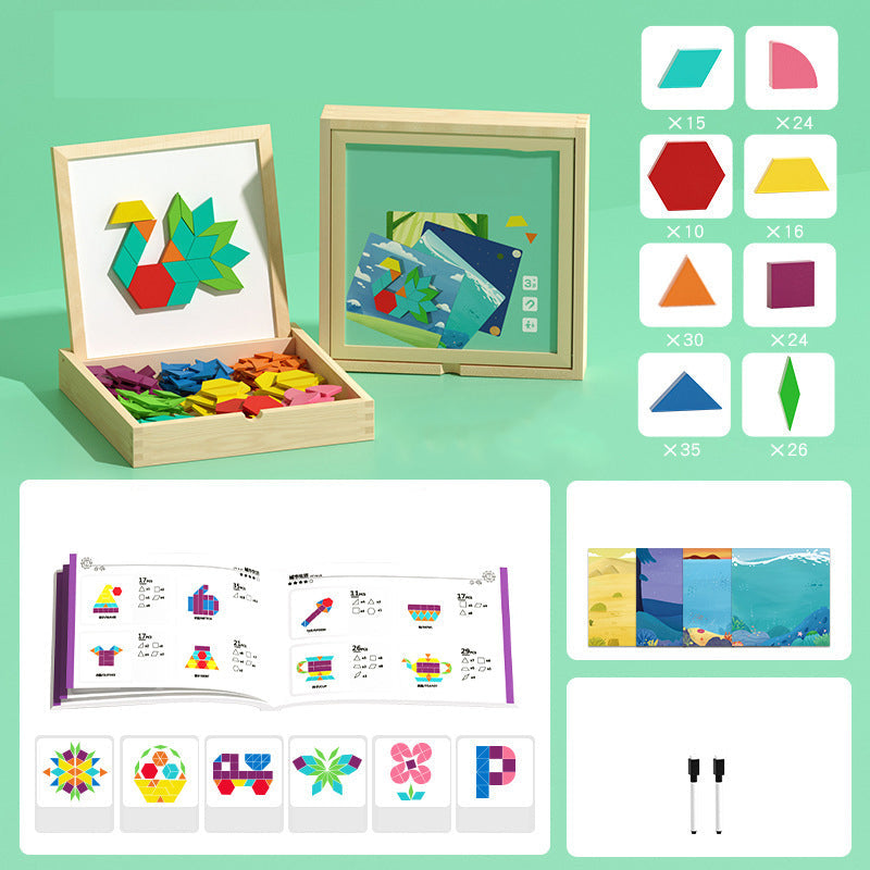 🎁Early Christmas Sale 50% OFF🔥Wooden Magnetic Pattern Block Puzzle Set🧩-8