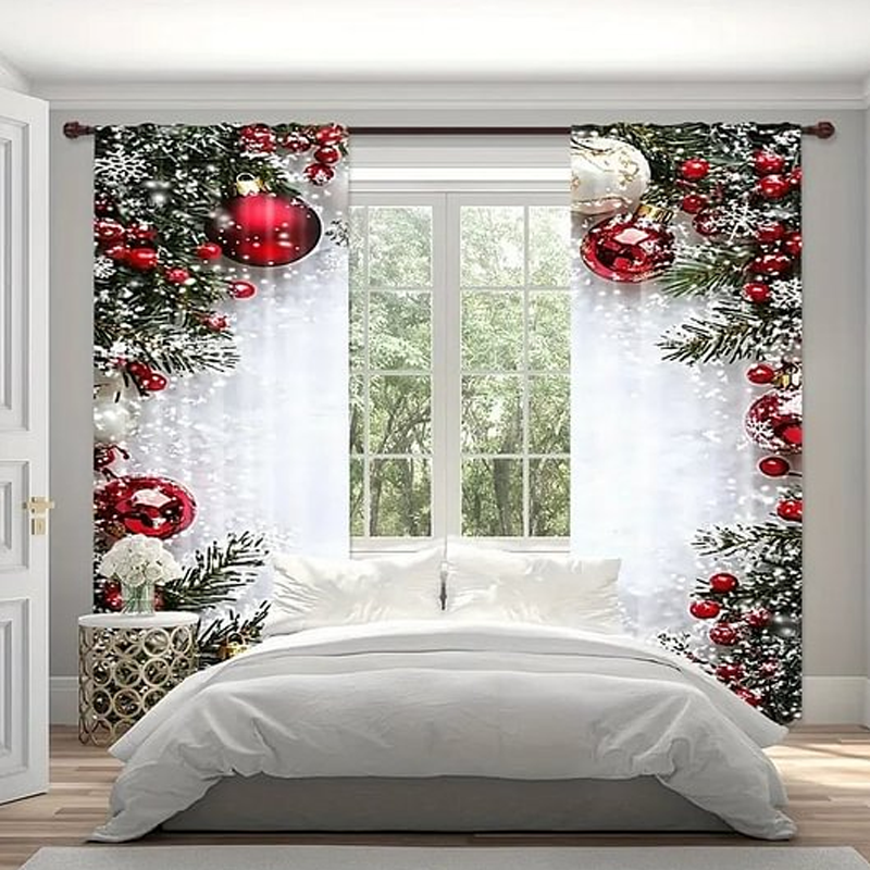🎅Christmas Window Curtains 2-Piece Set for Home Decor-1