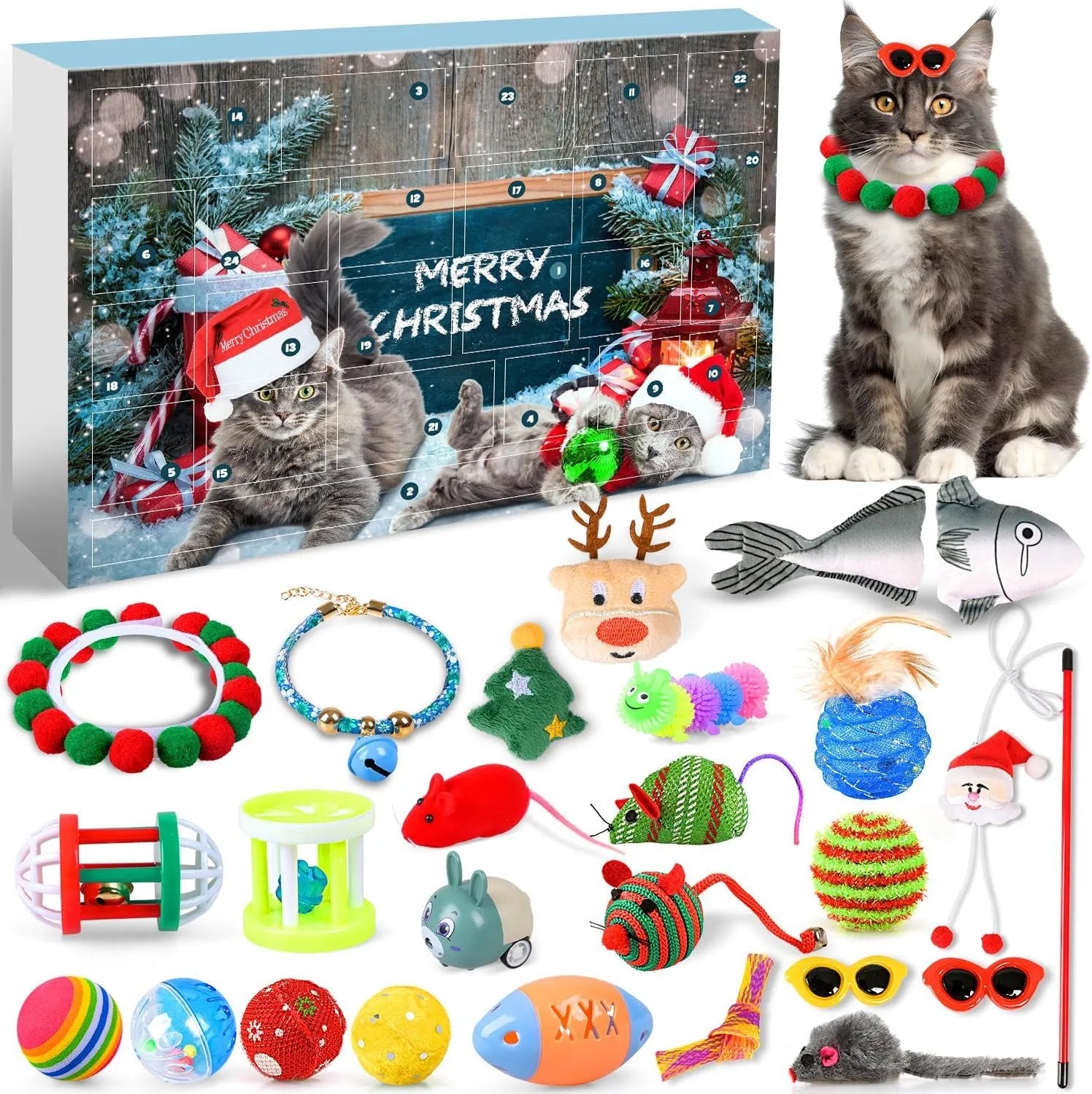 🎄Christmas Sale - 50%OFF🎅😻2025 Christmas Countdown Cat Toys Advent Calendar🎁