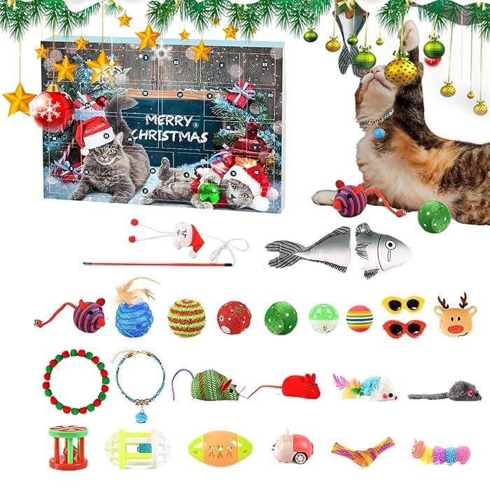 🎄Christmas Sale - 50%OFF🎅😻2025 Christmas Countdown Cat Toys Advent Calendar🎁-9