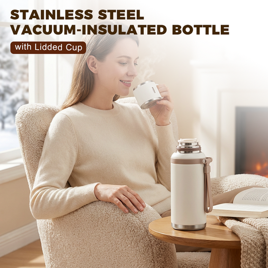 💥New Year Sale 60% ☕2 in 1 Stainless Steel Vacuum Insulated Bottle with Lidded Cup🍵
